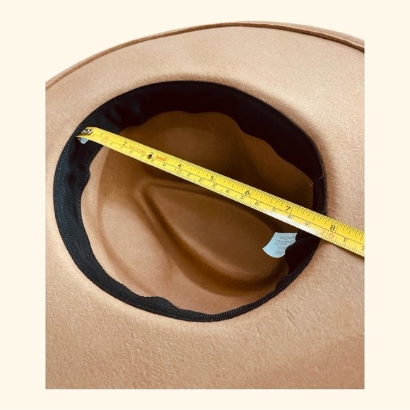 Wool Tan Fedora, Western, Fall, Winter Hat with Brown leather belt band. - Picture 9 of 13